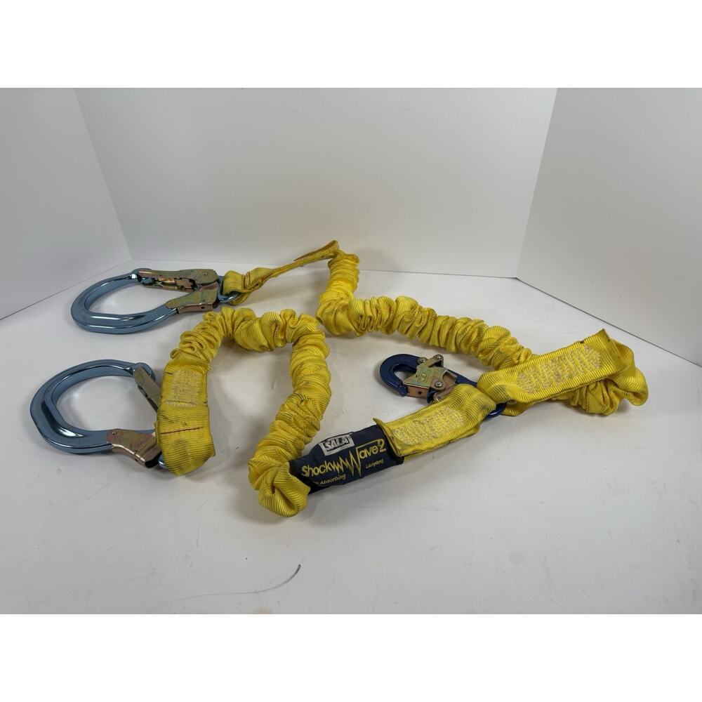 DBI SALA ShockWave2 Shock Absorbing Lanyard 6ft Twin Leg Rebar Hooks OSHA